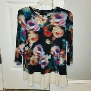 Karen Kane Abstract Rose Layered Hem Blouse